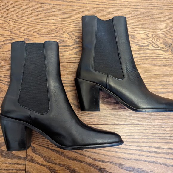 BRAND NEW ZARA BLACK LEATHER BOOTS SIZES 8 (39) - Picture 4 of 5